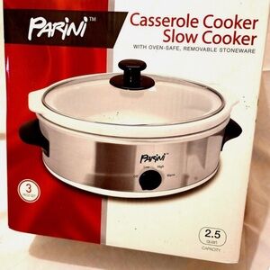 Parini Silver and Black Casserole Slow Cooker